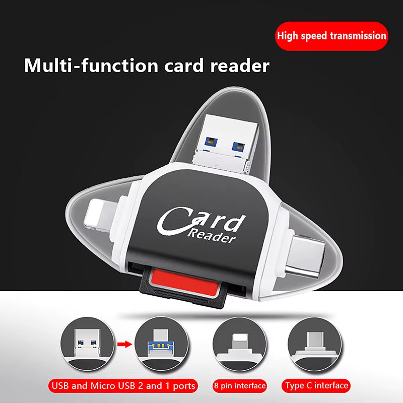 4-in-1 Card Reader Adapter – Instantly Access Your Camera Shots Anywhere