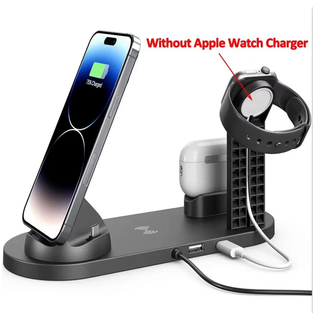ChargeHub™ Pro 4-in-1 Wireless Dock – One Stand. Total Power. Zero Clutter